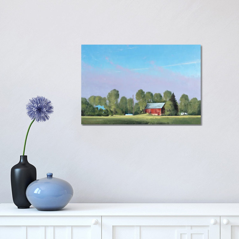 Early Morning Fog Burn Lake Elmo Farm 1 Piece Wrapped Canvas Painting, 30.48 cm H x 45.72 cm W