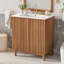Meuble-lavabo traditionnel de 29,9 po avec lavabo en céramique, pieds en bois massif, tablette réglable en forme de U en MDF, portes à fermeture en douceur et