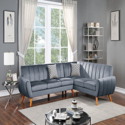 Canapé modulaire contemporain en velours gris foncé de 2 pièces