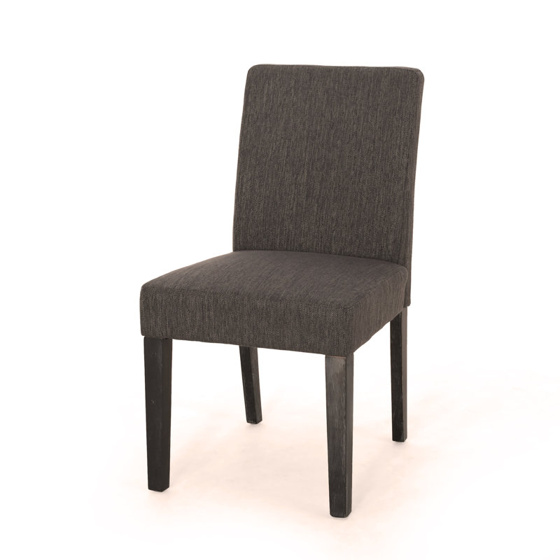 Chaises de salle à manger rembourrées Lira, Noir, Tissu gris anthracite
