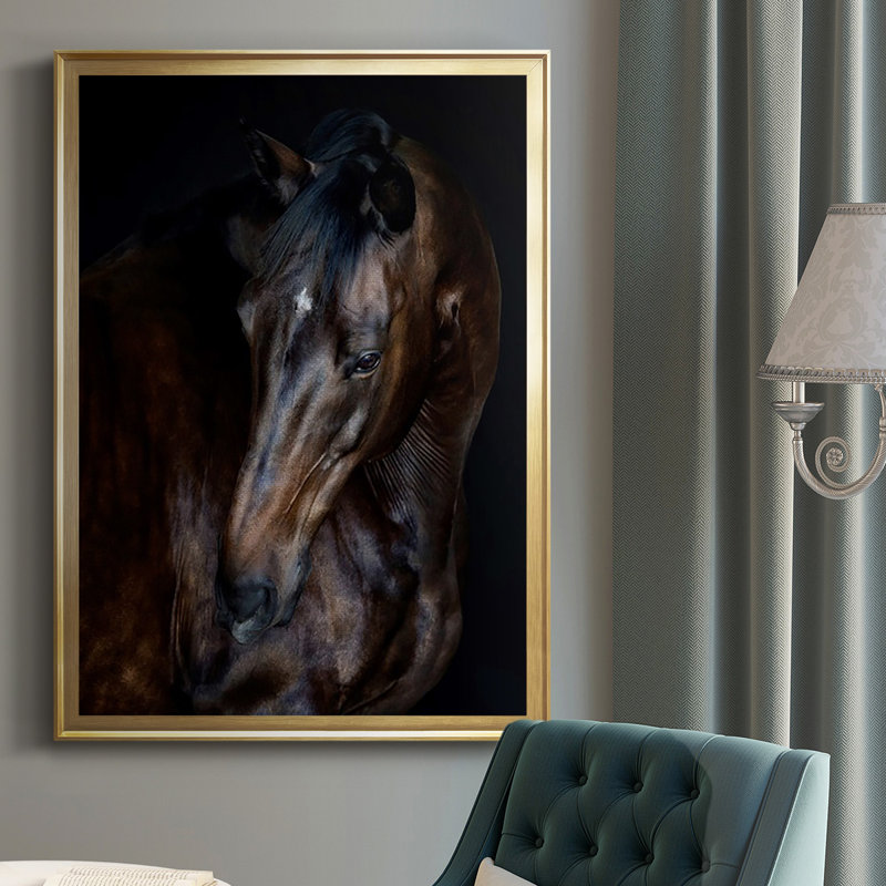 Sunlit Horses I, reproduction d'art encadrée, Or, H 30,5 po x l 22,5 po x P 1 po