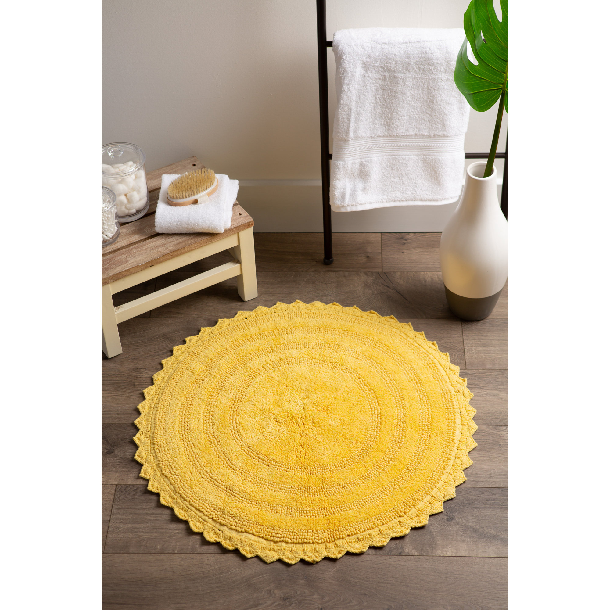 Lisk Cotton Blend Bath Rug, Yellow