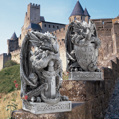 The Arthurian Dragon Sword and Shield Statue