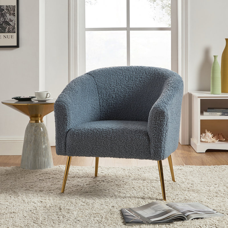Fauteuil demi-tonneau Dawson, Bleu 100% polyester