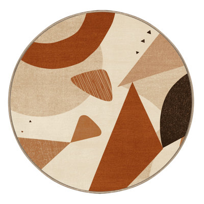 Machine Washable Bemott Modern Abstract Rug in Beige – Beige Binding