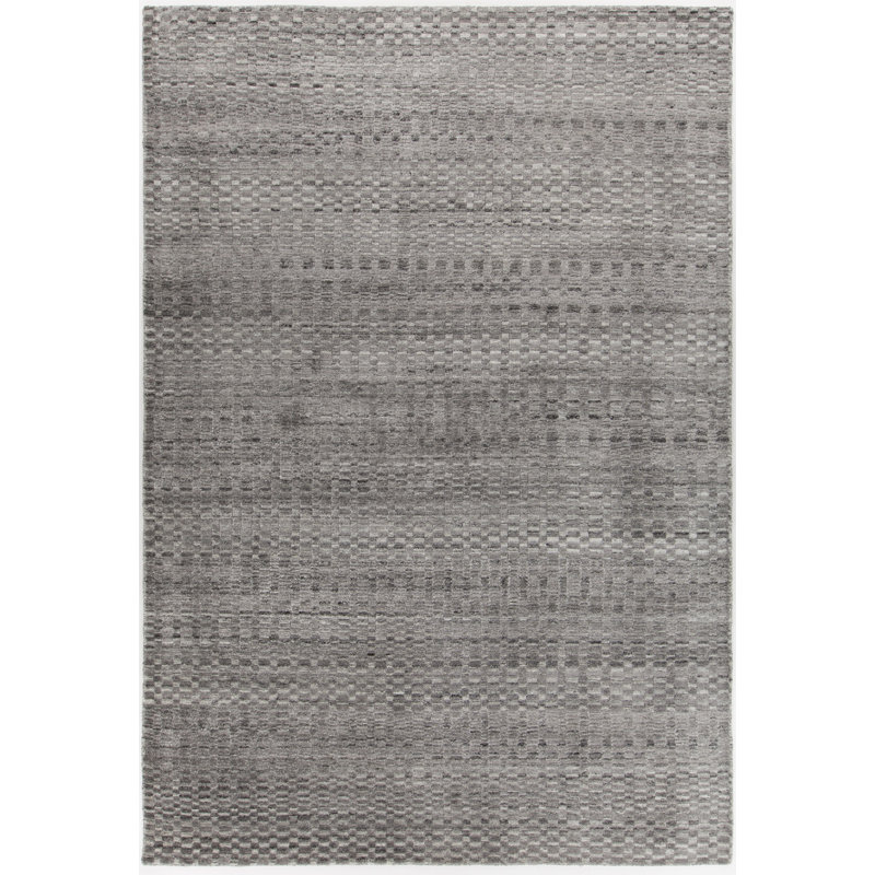 Tapis d'intérieur Melina - Laine tissée à la main / viscose gris foncé, Rectangulaire 9 pi x 13 pi