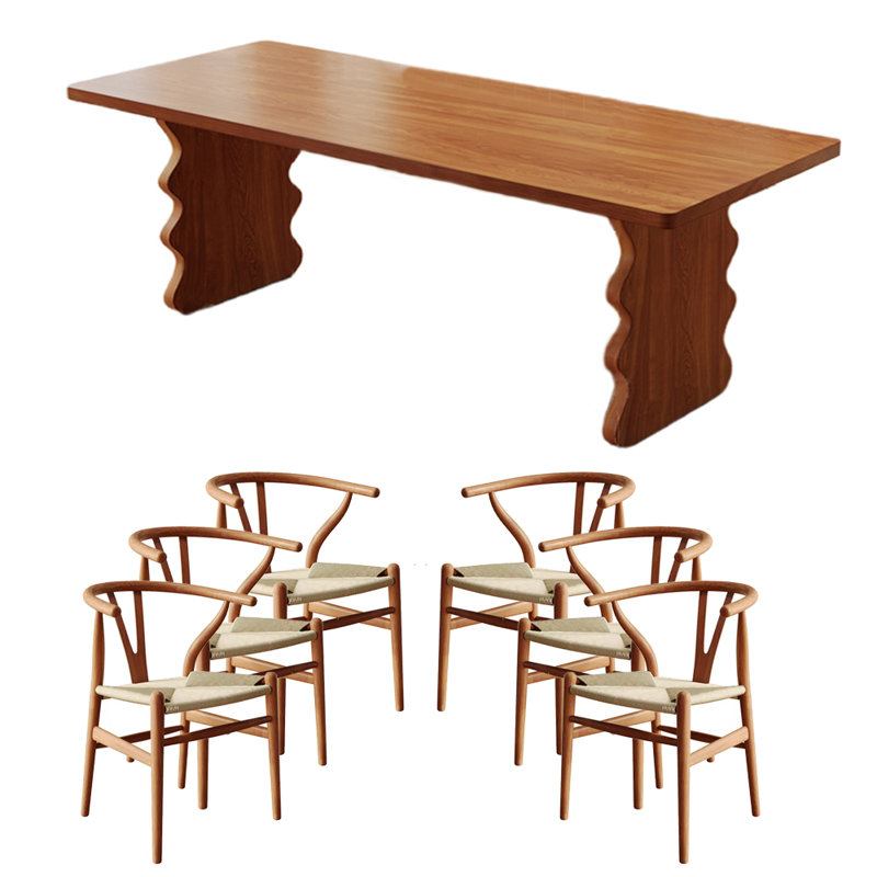Ensemble de table de salle à manger en bois massif, H 29,53 po x L 78,74 po x l 35,43 po