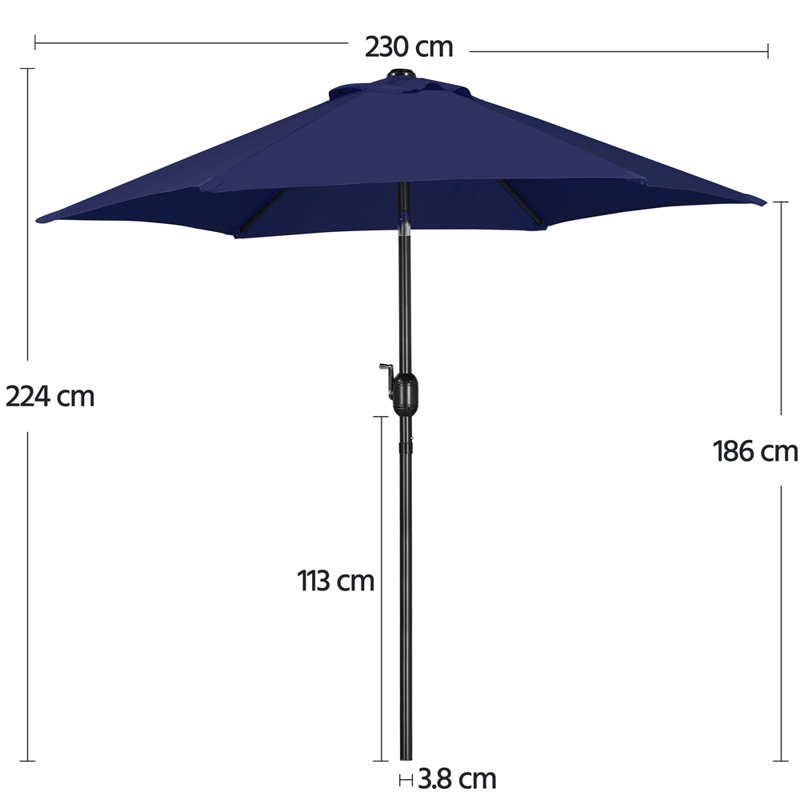 2.3m Garden Parasol Umbrella, Navy Blue
