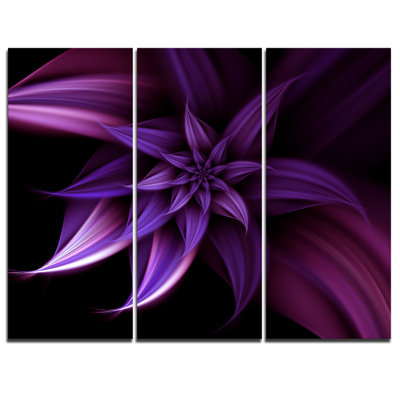 « fractal fleur mauve »-ensemble de 3 reproductions de photos sur toiles tendues