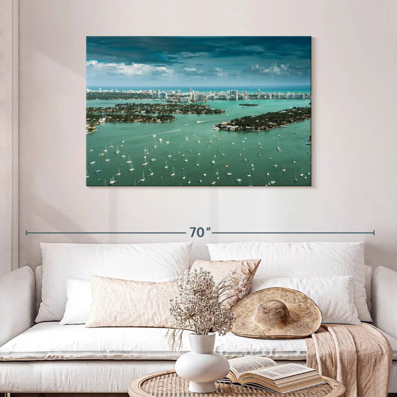 Kavia Miami Yachts Aerial View, 30" H x 45" W