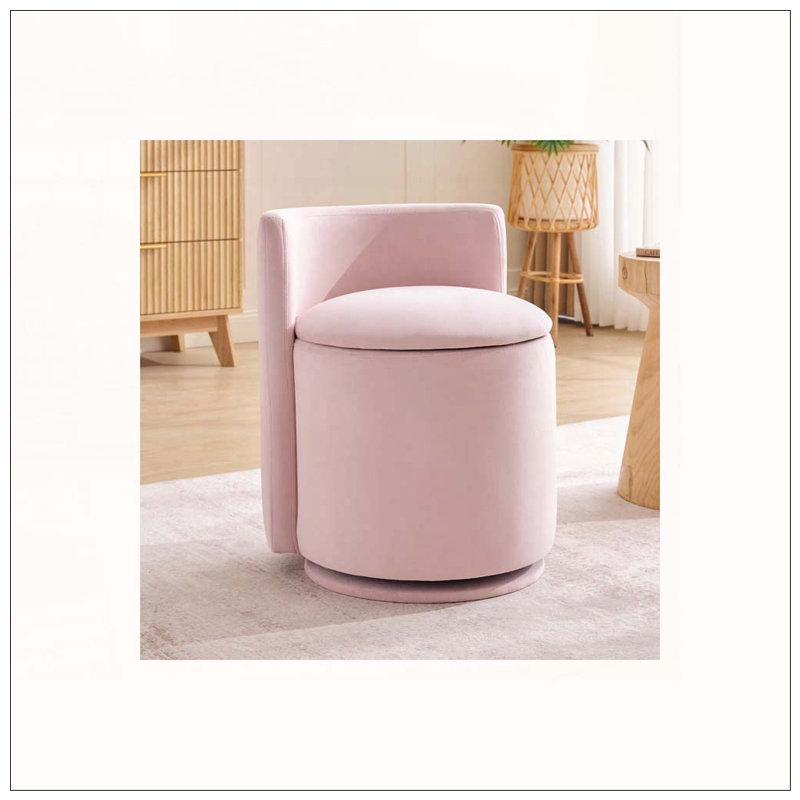 Fauteuil d'appoint pivotant en velours, fauteuil de coiffeuse confortable avec dossier incurvé en velours, Beige