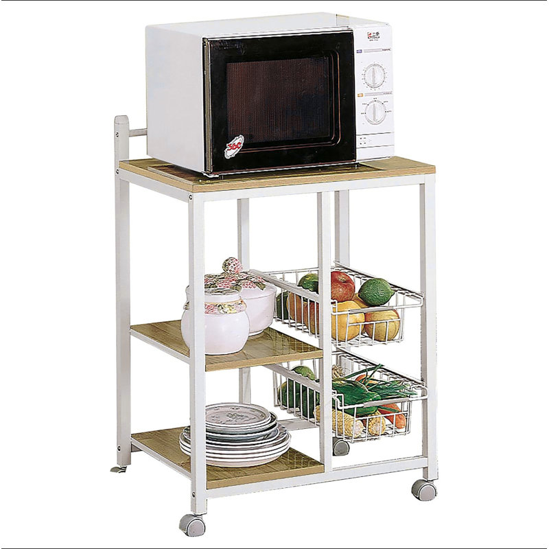 Chariot de cuisine naturel brun et blanc