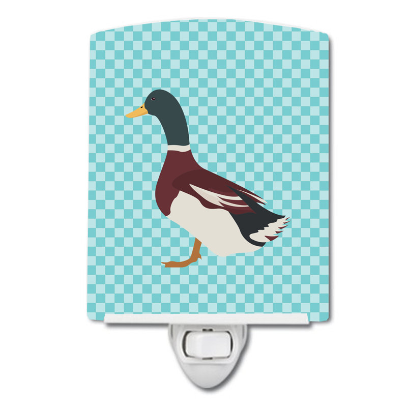 Rouen Duck Check Ceramic Night Light, Blue