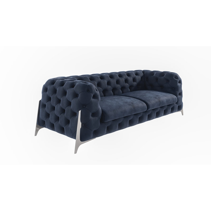 Juneri 3 Seater Velvet Sofa, Navy Blue