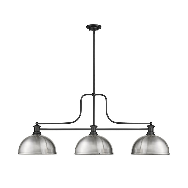 Lustre linéaire moderne à 3 lumières Eraste, Nickel brossé