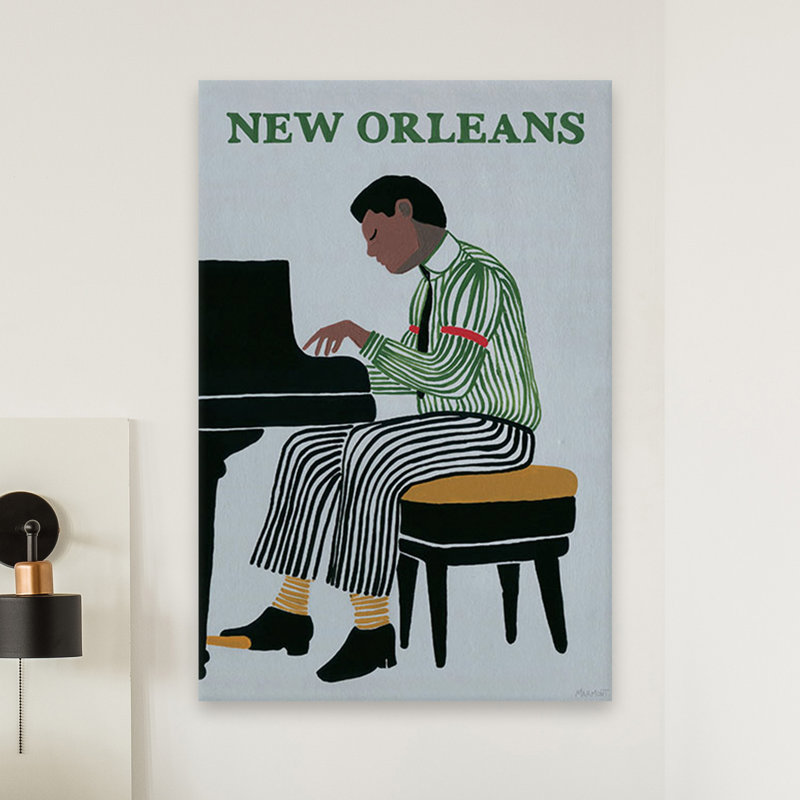 «The Pianist» par - peinture sur toile tendue, H 12 po x l 8 po x P 1,5 po