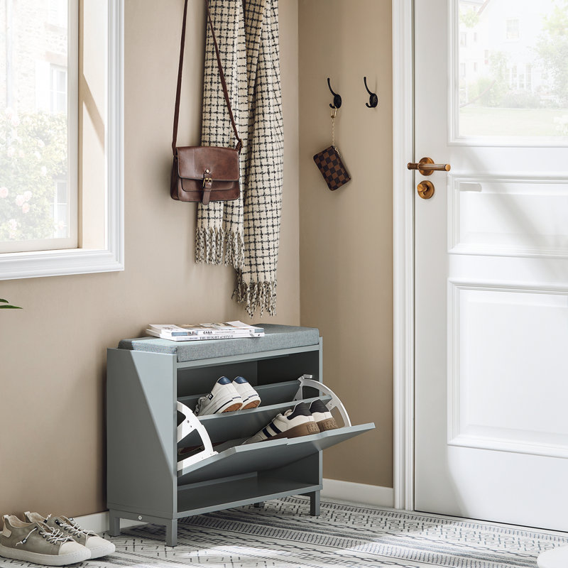 6 Pair Stackable Flip Down Shoe Storage, Grey