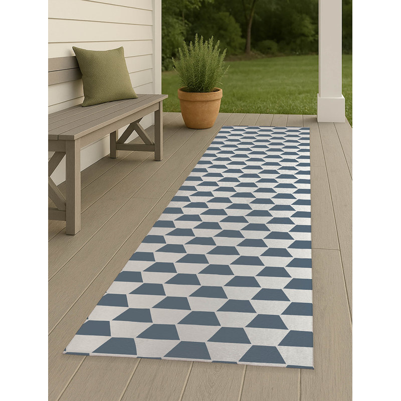 Hex Non-Slip Outdoor Rug, Runner 2'6" x 8'