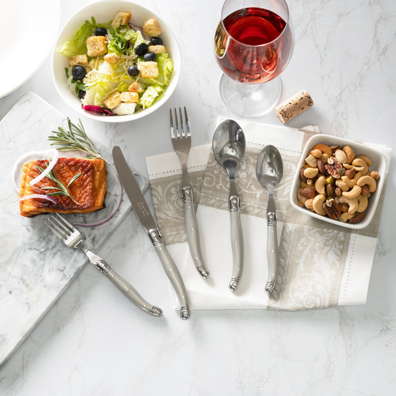 French Home Laguiole 20 Piece Stainless Steel Flatware Set, Service for 4, Chocolate Brown, Pewter