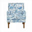 Fauteuil d'appoint campagnard bleu doux avec pieds en bois massif et garniture cloutée
