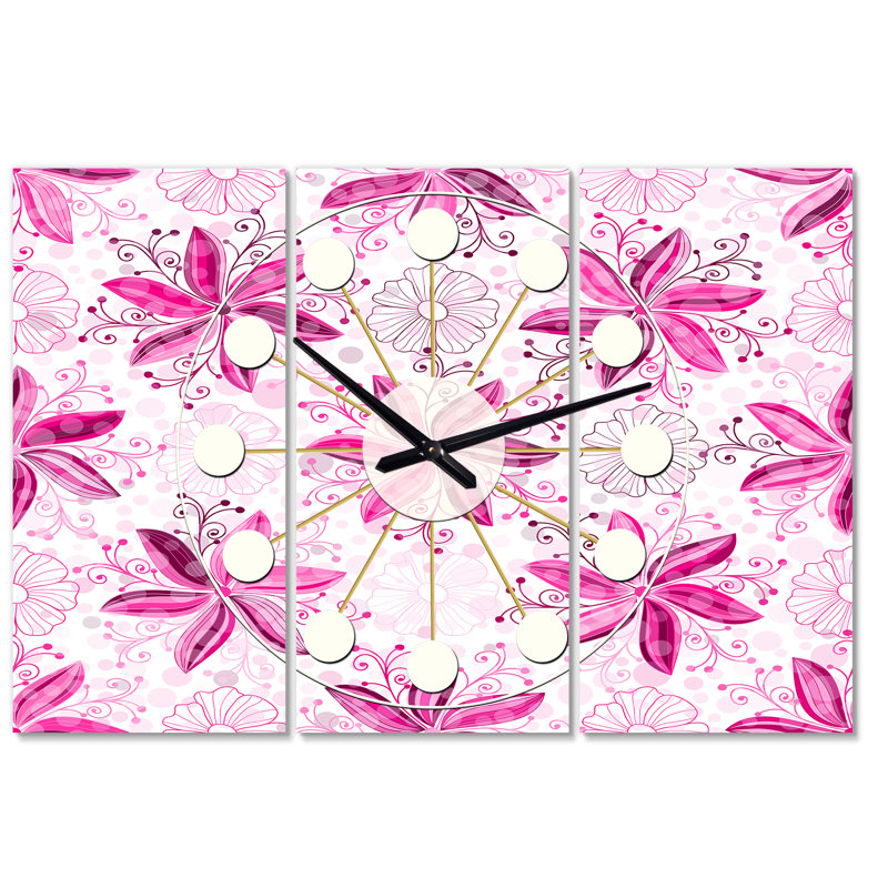Très grande horloge murale de fleurs rétro Mid-Century