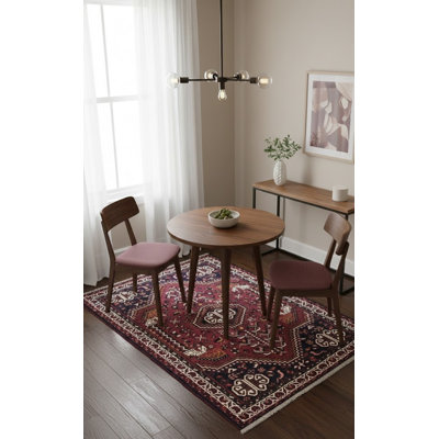 Tapis unique en laine noué à la main style Shiraz des années 2010 de 3 pi 4 po x 4 pi 9 po rouge