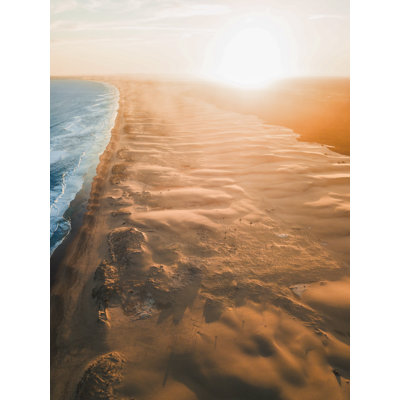 Longest Sandy Beach, Tan, Yellow, Vertical, Ocean, Waves - Wrapped Canvas Print