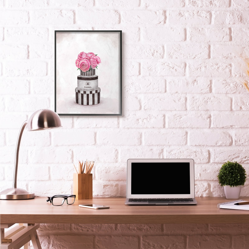 « mode fleur painting stack », reproduction d’art sur image, H 30 po x l 24 po, Giclée encadrée noir minuit