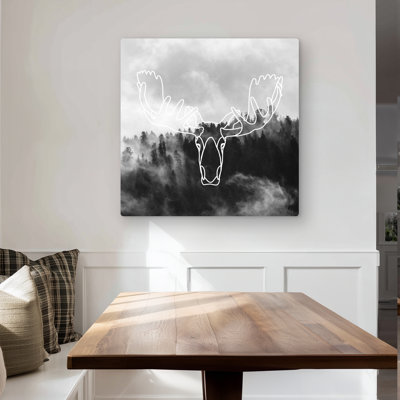 Minimalist Moose Head Metal Print | Home Decor Animal Art