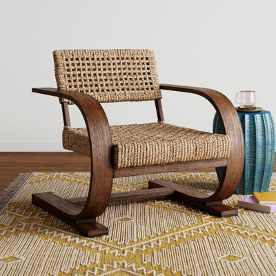 Elara 30" W Woven Teak Wood Armchair