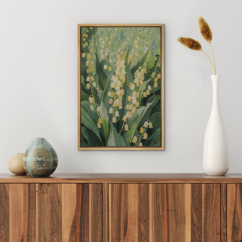 «Campanula Flower Green», reproduction d'art encadrée, impression sur toile, H 24 po x l 16 po, Naturel