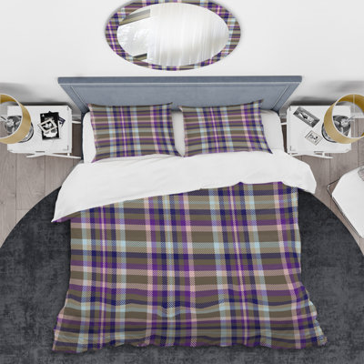 Duvet Cover - Purple Checked Tartan Modern & Contemporary Plaid