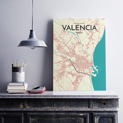 Valencia, carte de la ville, impression
