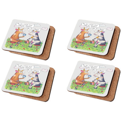 Cork Agate Ceramic Jute Leather Crystal Round 4 Piece Coaster Set