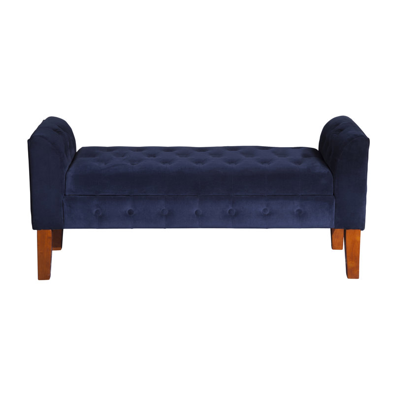 Upholstered Storage Bench, Bella Ink Performance Velvet