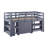 Eirwen Twin Loft Bed, Desk Low Study Kids with Storage Pine Wood with Cabinet Ladder, Bookcase Shelf-962706013