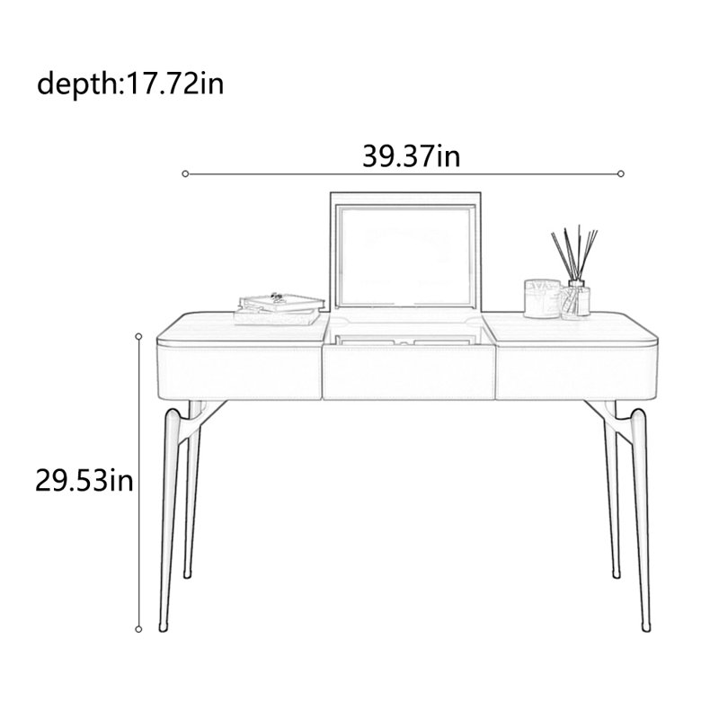 Solid wood makeup table clamshell dresser