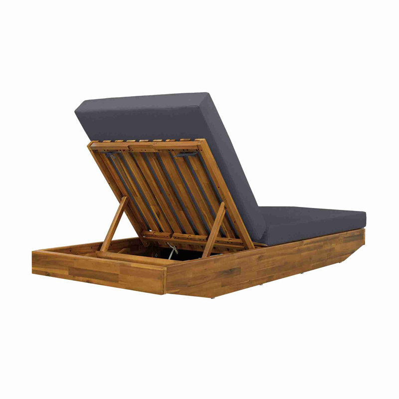Chaise longue d'extérieur en bois d'acacia massif, Dark Grey