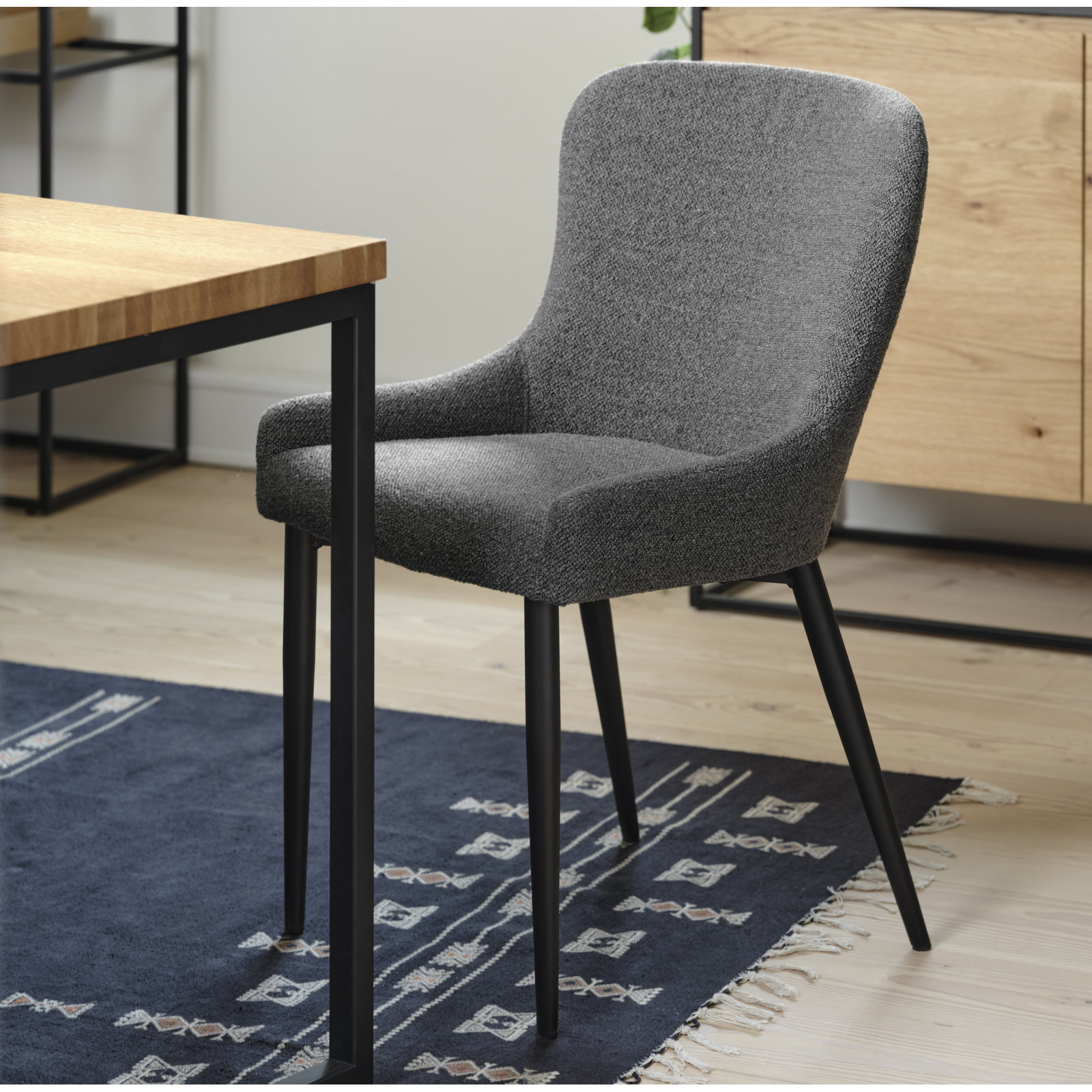 Lucile Dining Chair, Deep Gray Boucle