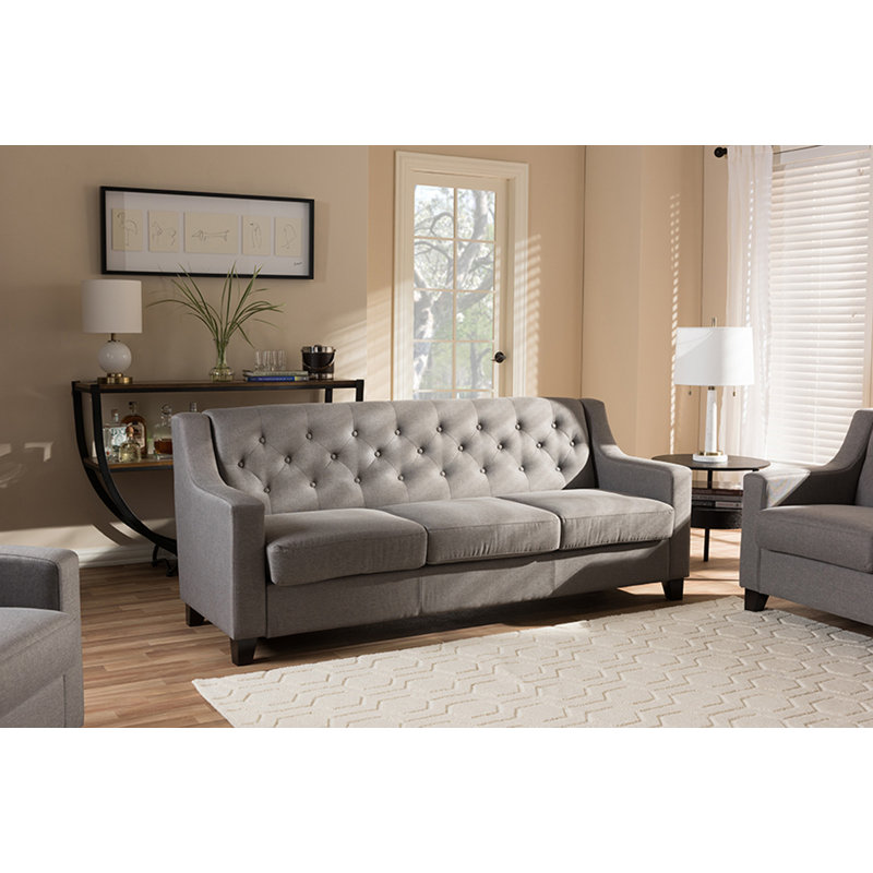 Canapé à accoudoirs carrés 77,36 po Erma, Mélange de polyester gris