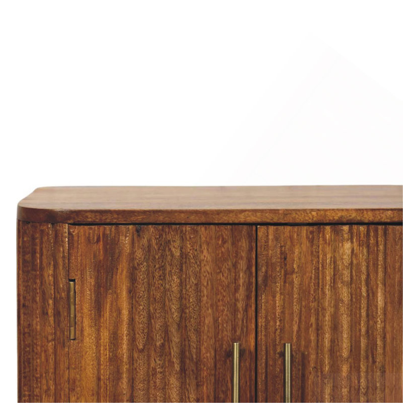 Solid Wood Solis Fluted Cabinet,Brown,2-Drawers