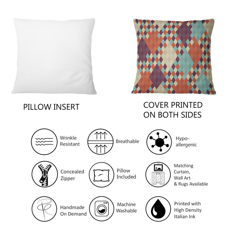Multicolor Triangular Geometrics II -1 Patterned Printed Throw Pillow