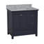 Ensemble de meuble-lavabo simple 36 po avec meuble gris marine et comptoir en marbre de Carrare Maven-347682038