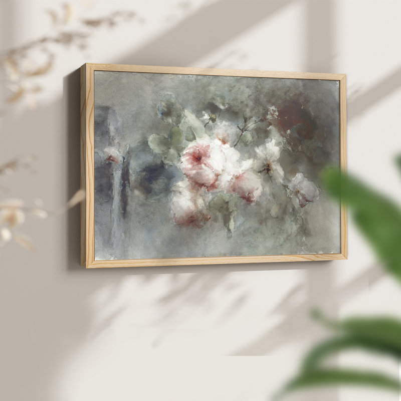 Motif floral rétro - impression encadrée, H 8 po x l 10 po, Naturel