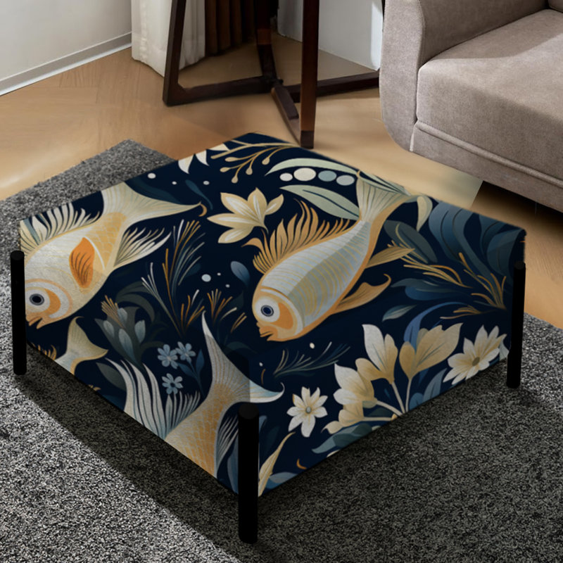 Coastal Underwater Elegance Motif côtier - Grand repose-pieds carré Coastal