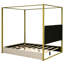 Queen Size Upholstery Canopy Platform Bed With Headboard And Metal Frame, Beige