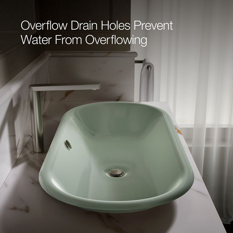 Iron Plains 33 In. Oval Drop-In / Undermount / Vessel Bathroom Sink, Aspen Green