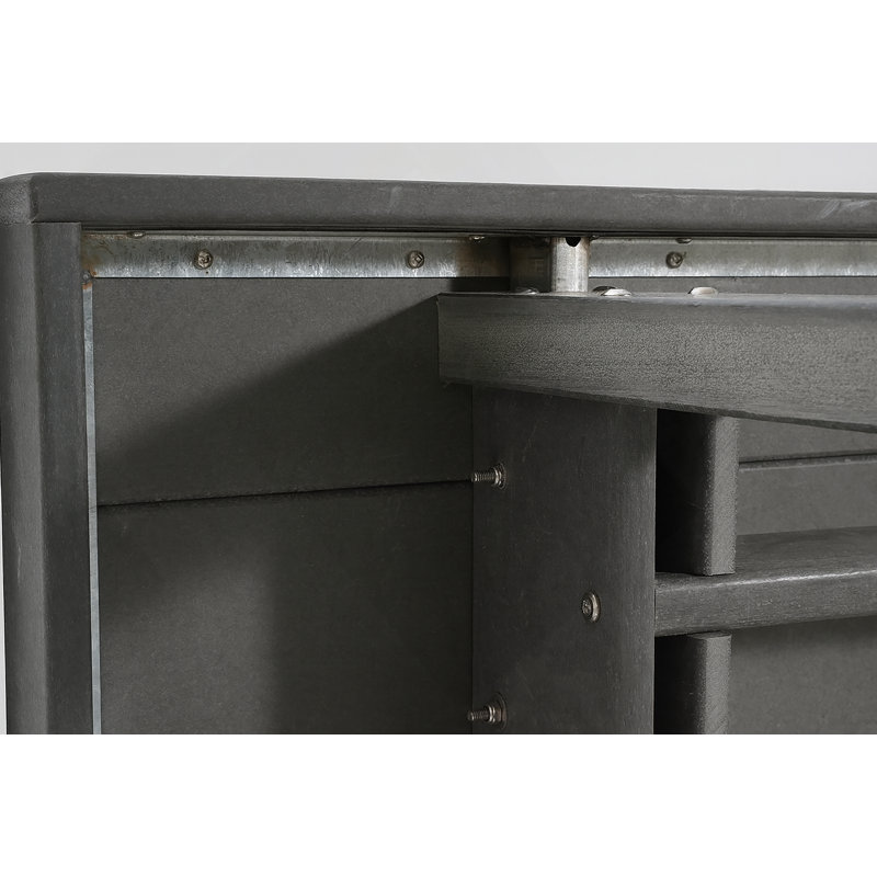 Ensemble de salle à manger d'extérieur 5 pièces en PEHD pour 4 personnes - Table de patio résistante aux intempéries avec trou pour parasol et 4 chaises avec accoudoirs, mobilier de jardin durable pour la cour, gris (gris)