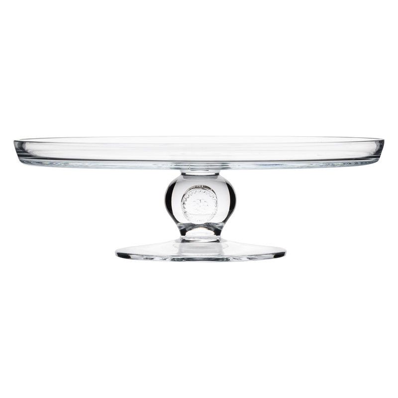 Elegant Mouth-Blown Glass Cake Pedestal from Portugal
