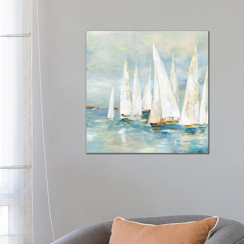 Sailboats by Allison Pearce - Painting on Canvas, 66.04 cm H x 66.04 cm W x 1.91 cm D, No Frame